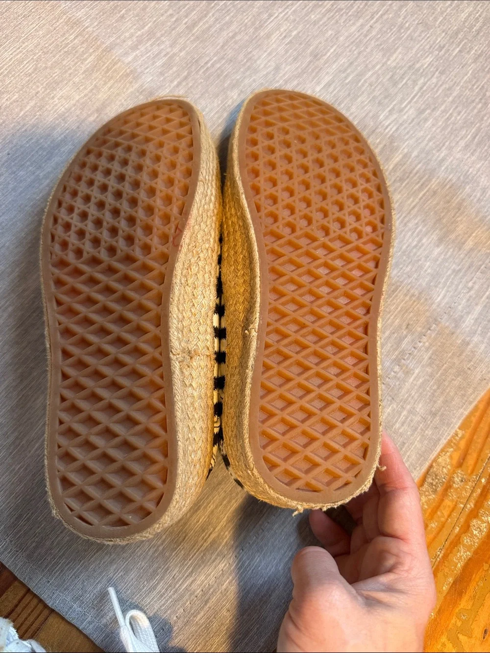 Vans Black & White Striped Espadrille Slip-Ons with Jute Sole